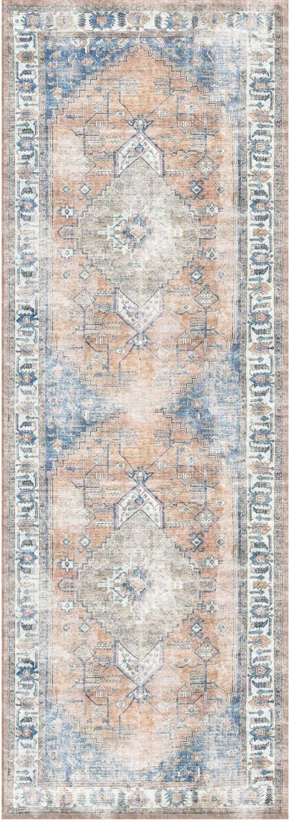 Royal Terracotta Blue Washable Runner