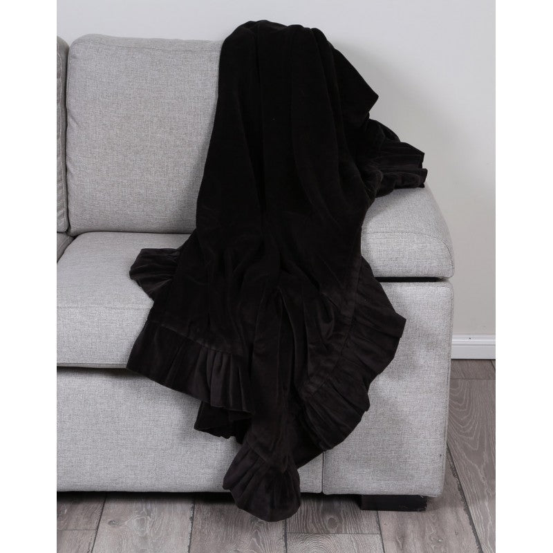 Ruffle Black Throw 125x150cm THROWS | Ruggy