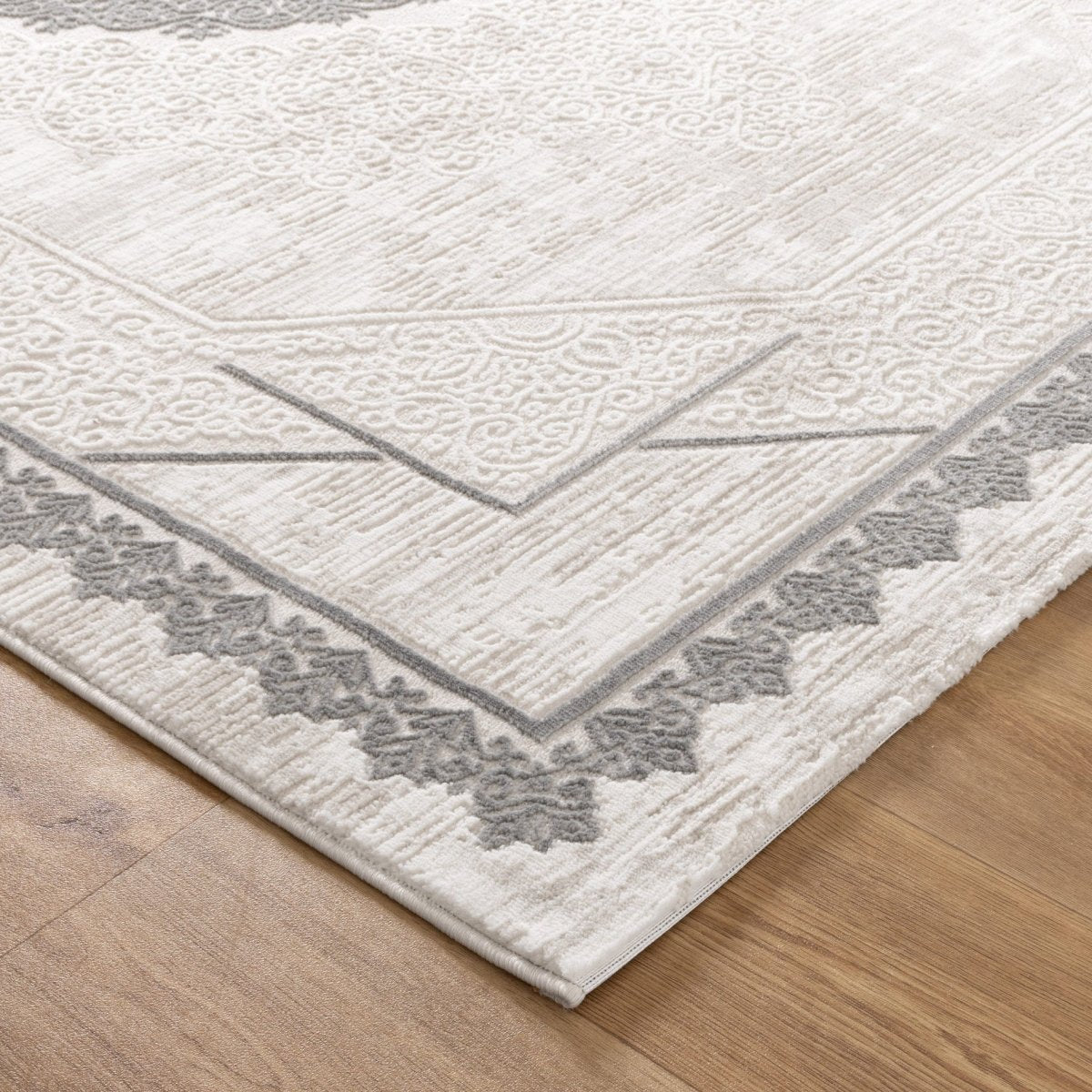 Rumi Medallion Cream Grey Rug