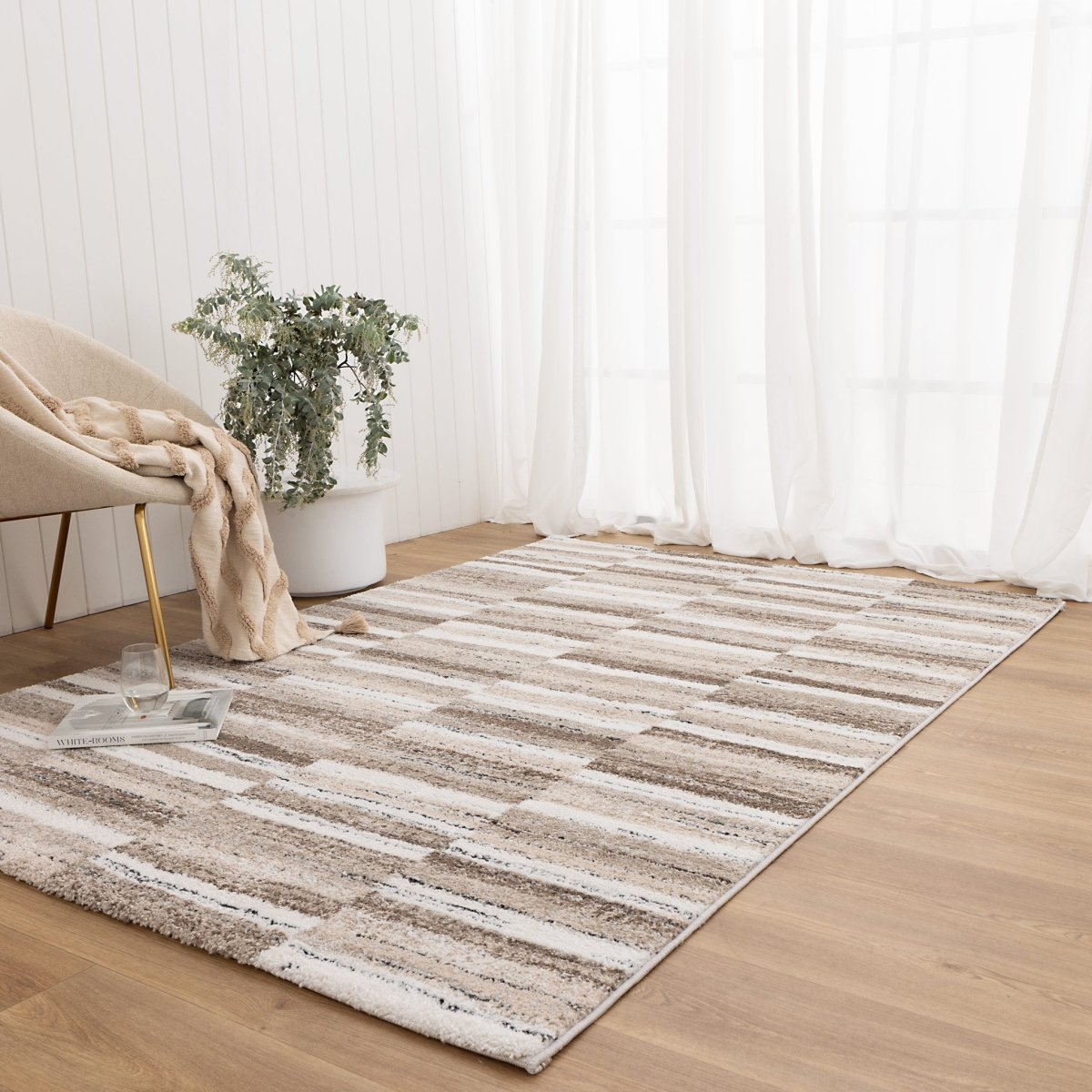 Sable Shapes Beige Brown Rug