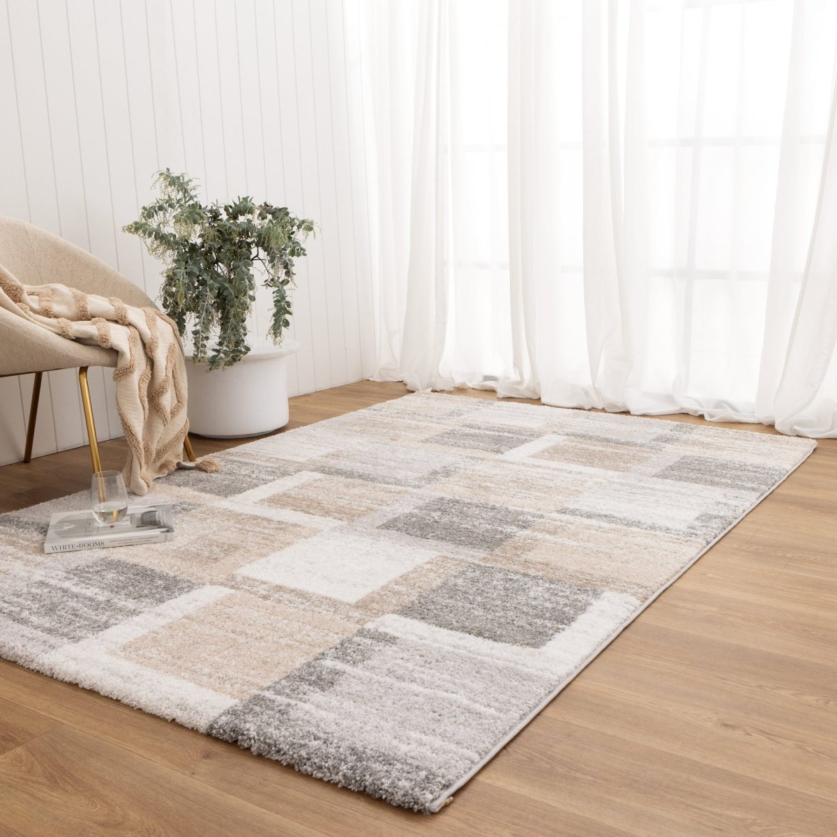 Sable Squares Neutral Rug