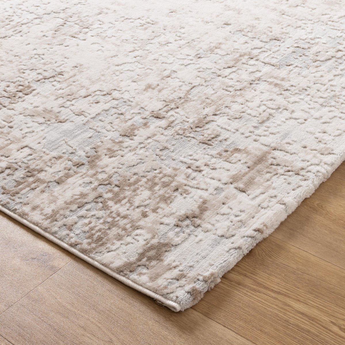 Seren Abstract Distressed Cream and Beige Rug