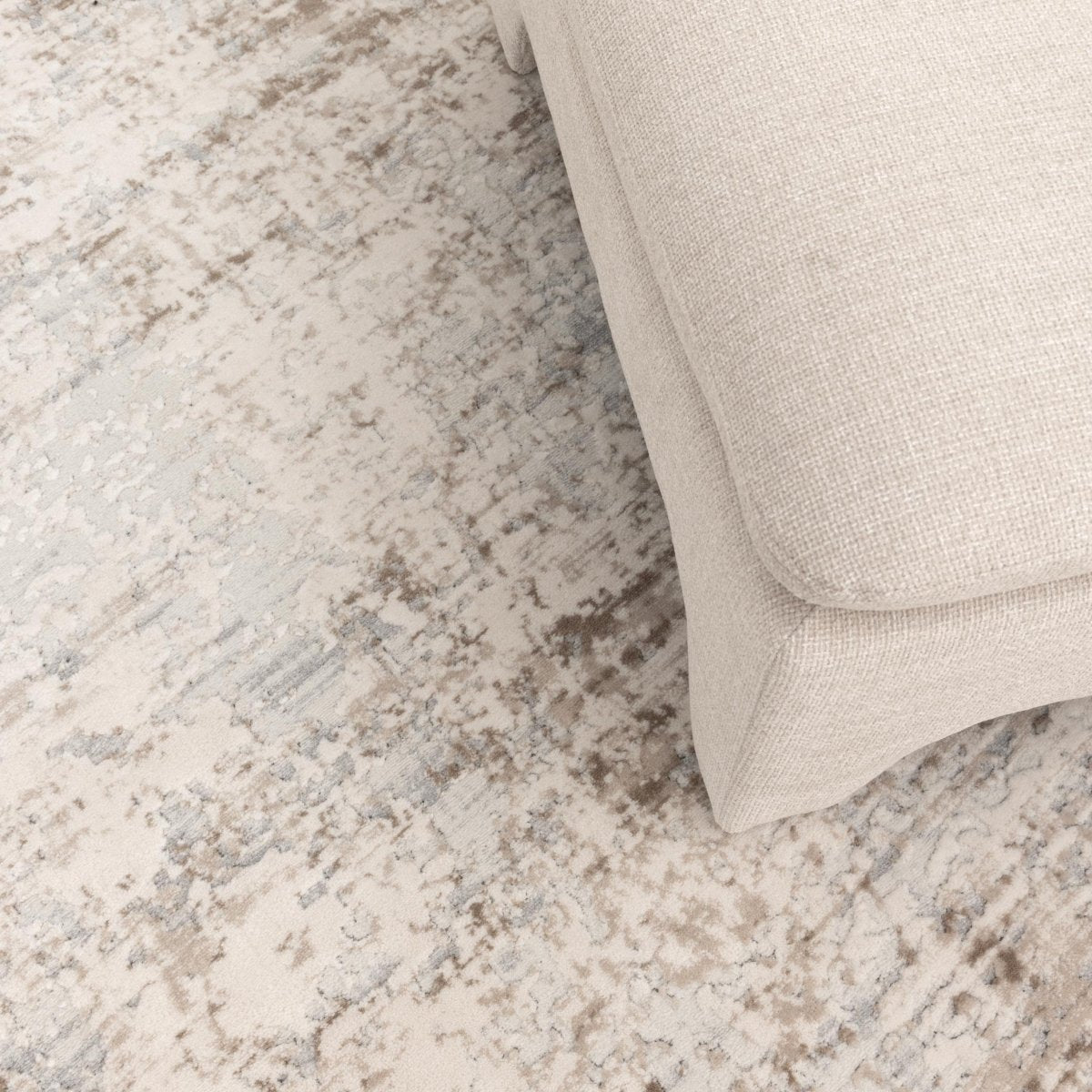 Seren Abstract Distressed Cream and Beige Rug