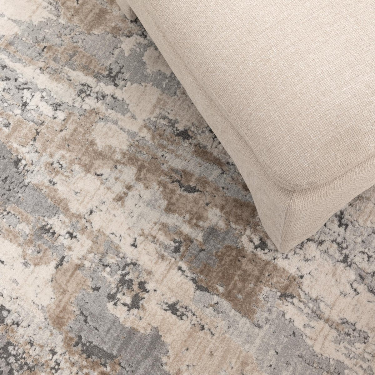 Seren Watercolour Abstract Grey and Beige Rug