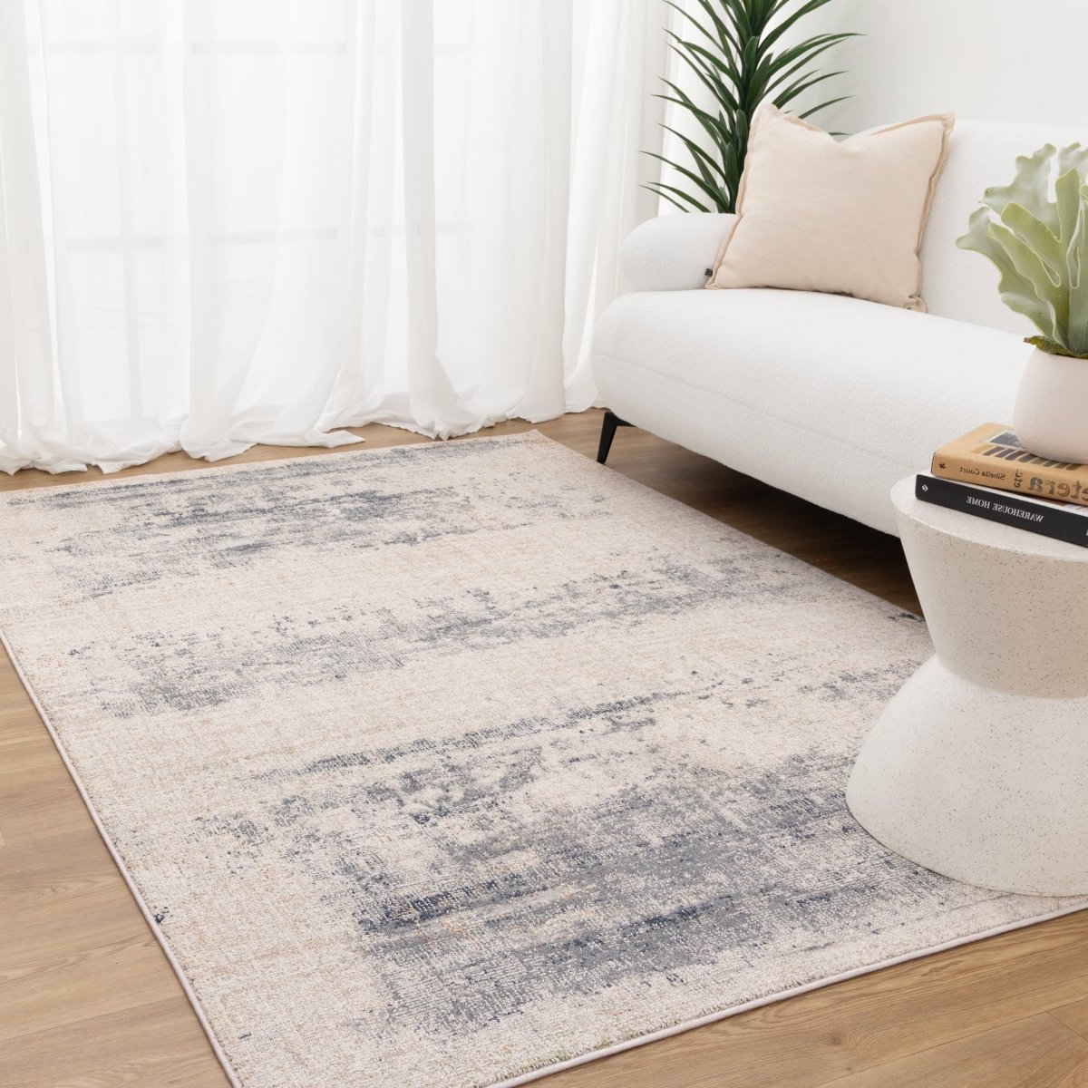 Sierra Distressed Splash Beige Blue Rug