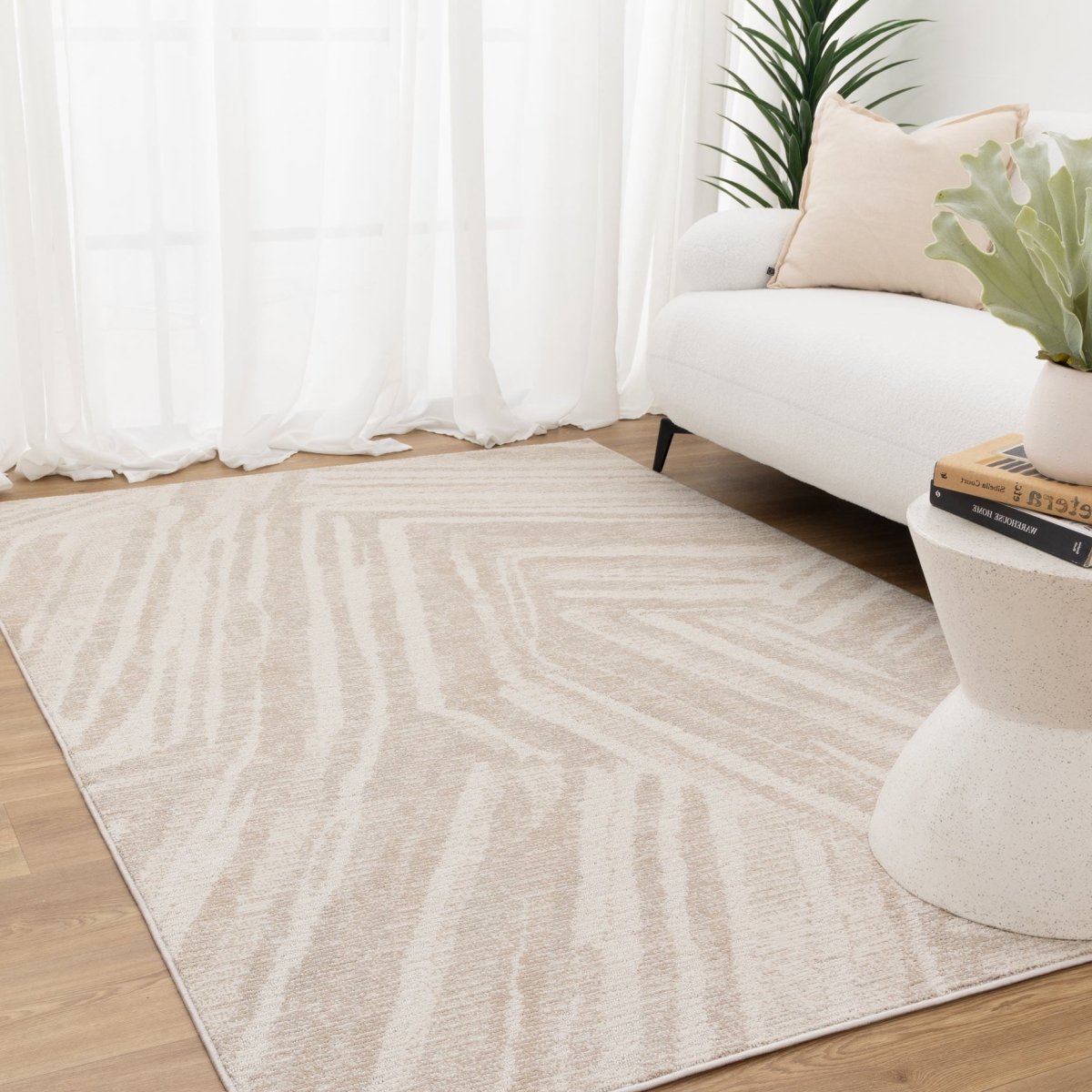 Sierra Geo Lines Beige Cream Rug