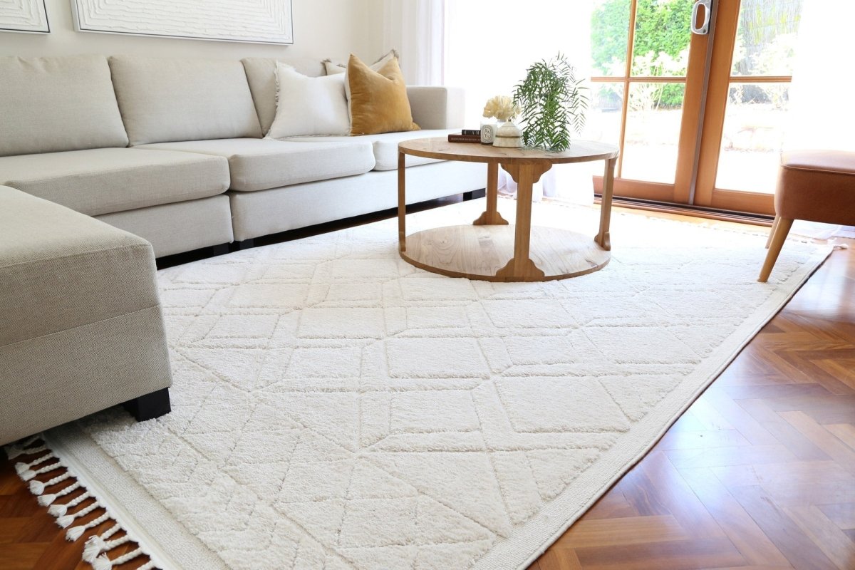 Sleek Anisa Lattice Cream Rug Area Rug | Ruggy