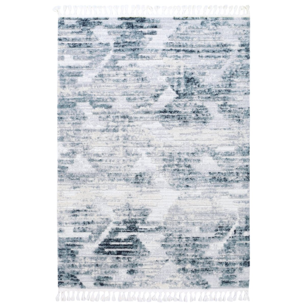 Sleek Yara Geometric Blue & Grey Rug Area Rug | Ruggy