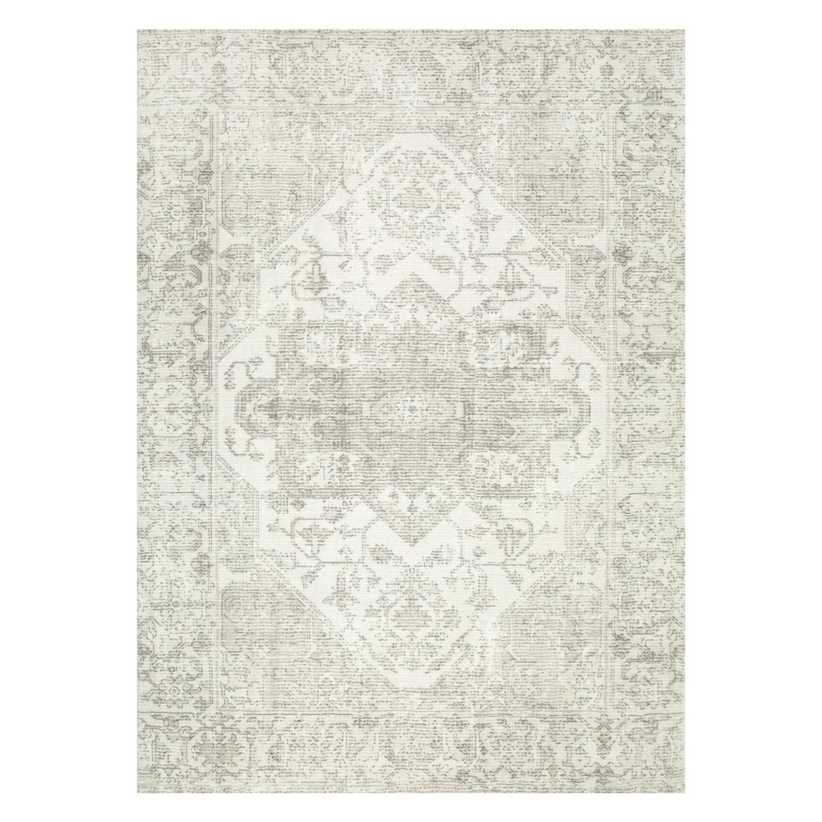 Softy Medallion Cream Beige Washable Rug