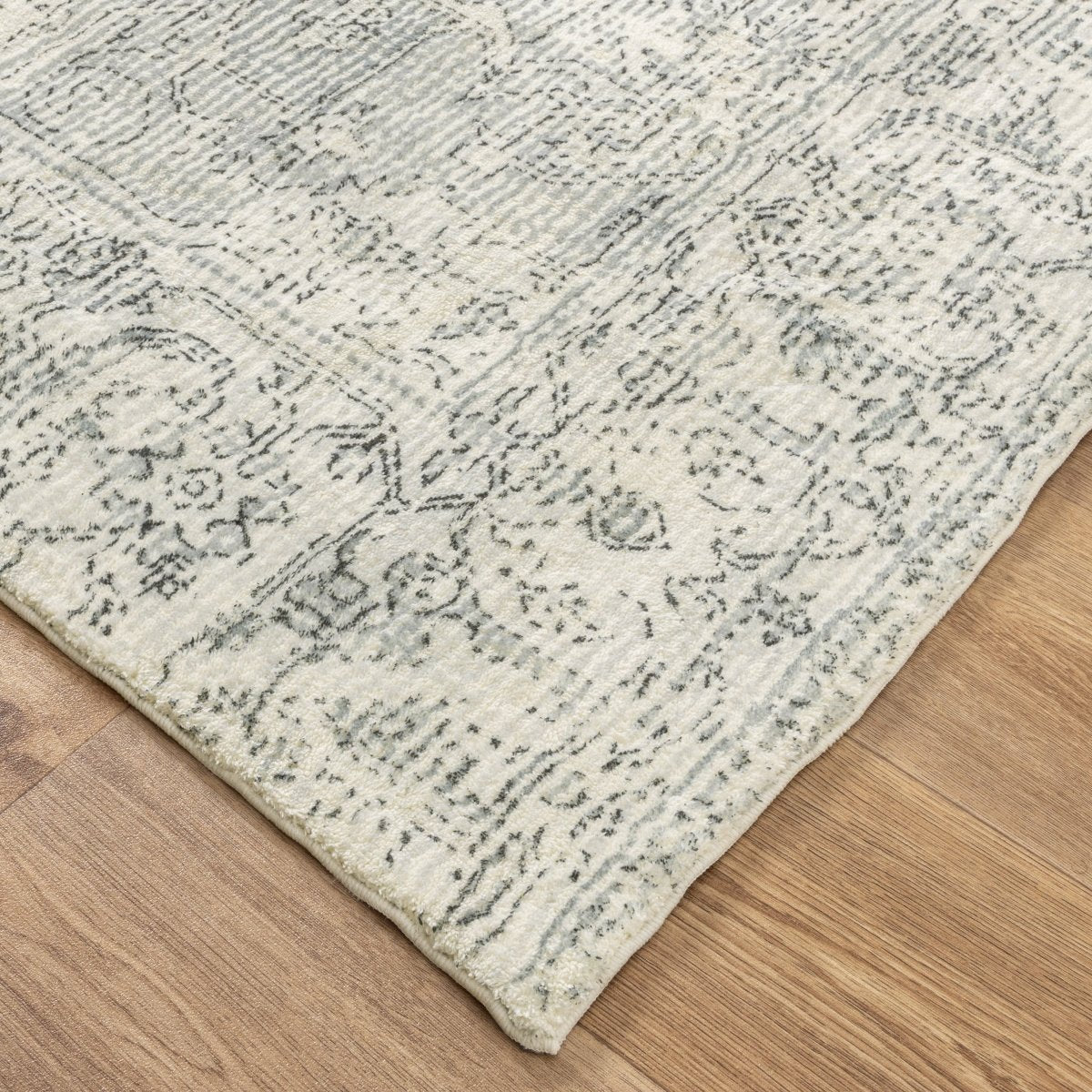 Softy Medallion Cream Blue Washable Rug