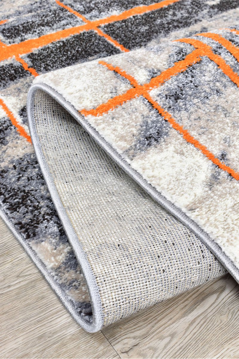 Sol Grey Orange Minimalist Rug