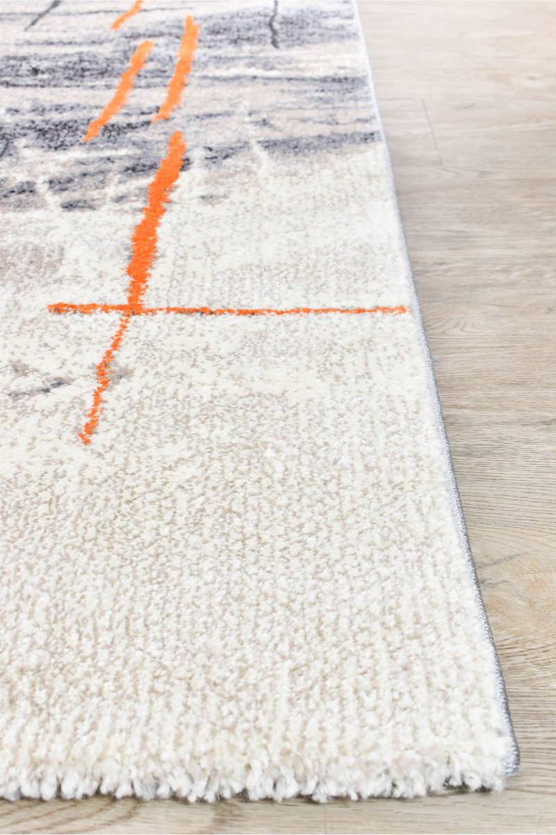 Sol Grey Orange Minimalist Rug