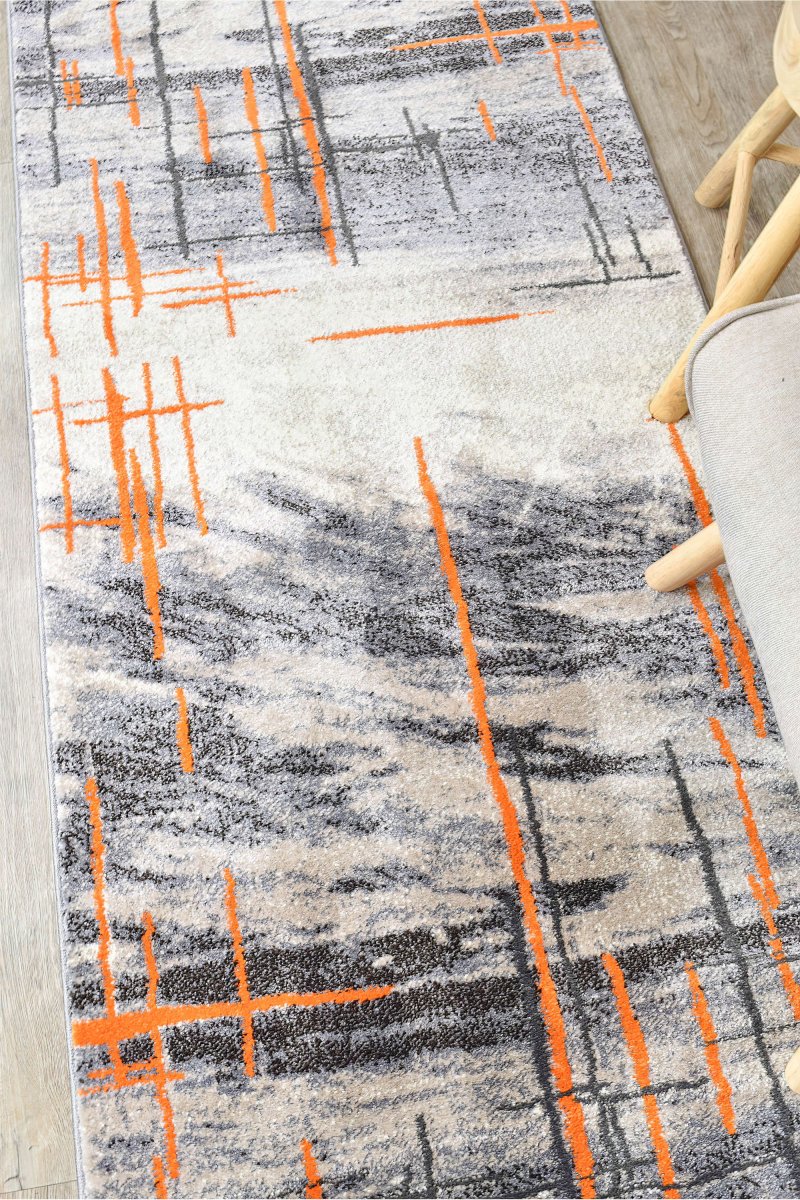 Sol Grey Orange Minimalist Rug