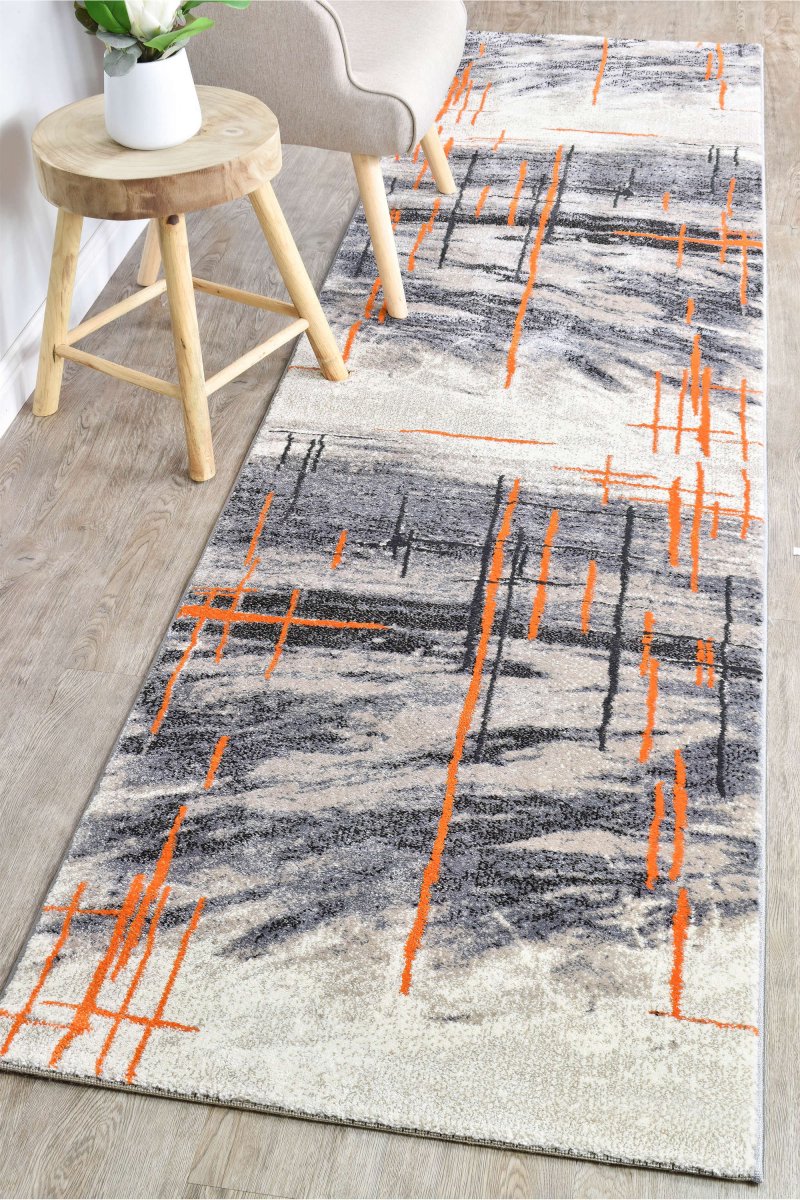 Sol Grey Orange Minimalist Rug