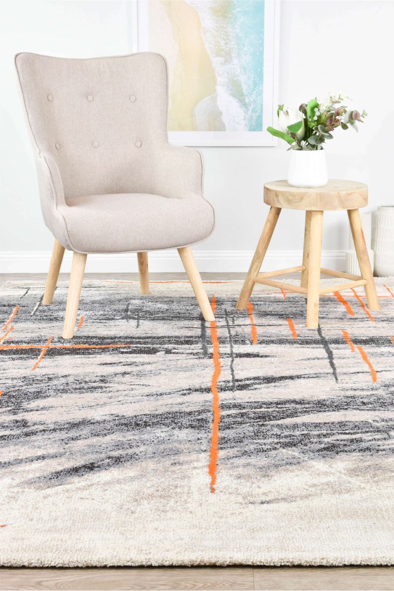 Sol Grey Orange Minimalist Rug