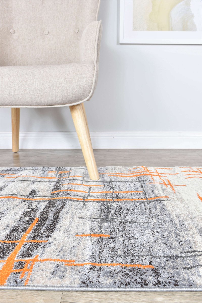 Sol Grey Orange Minimalist Rug