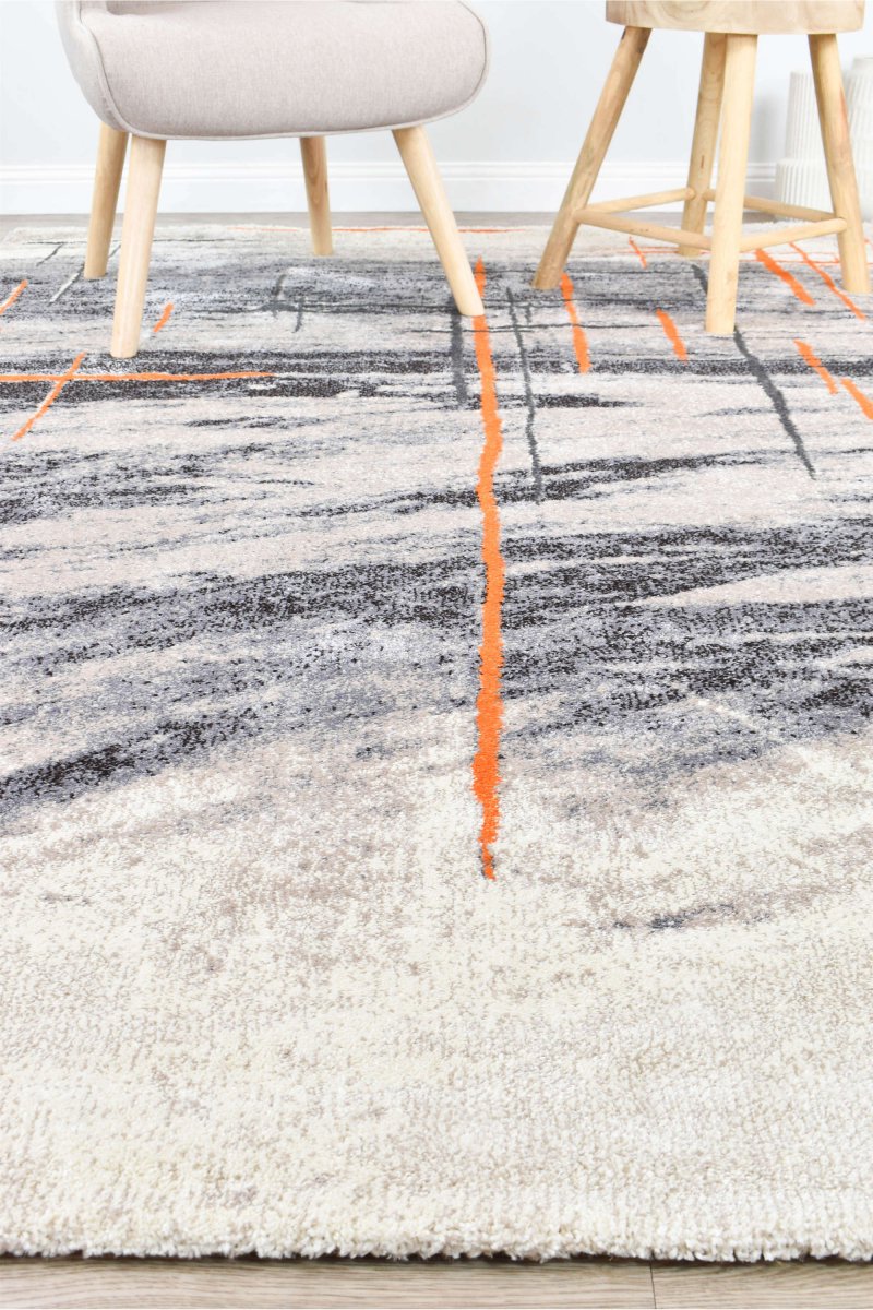 Sol Grey Orange Minimalist Rug