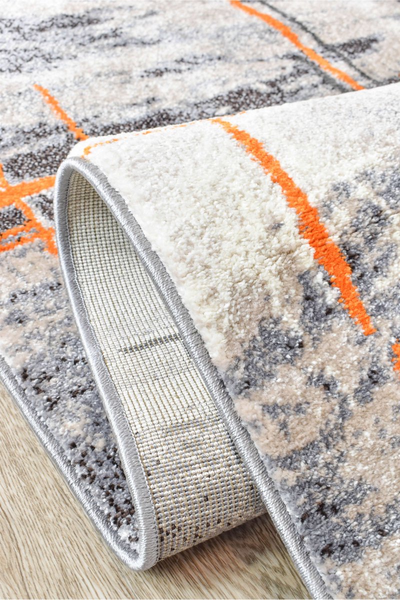 Sol Grey Orange Minimalist Rug