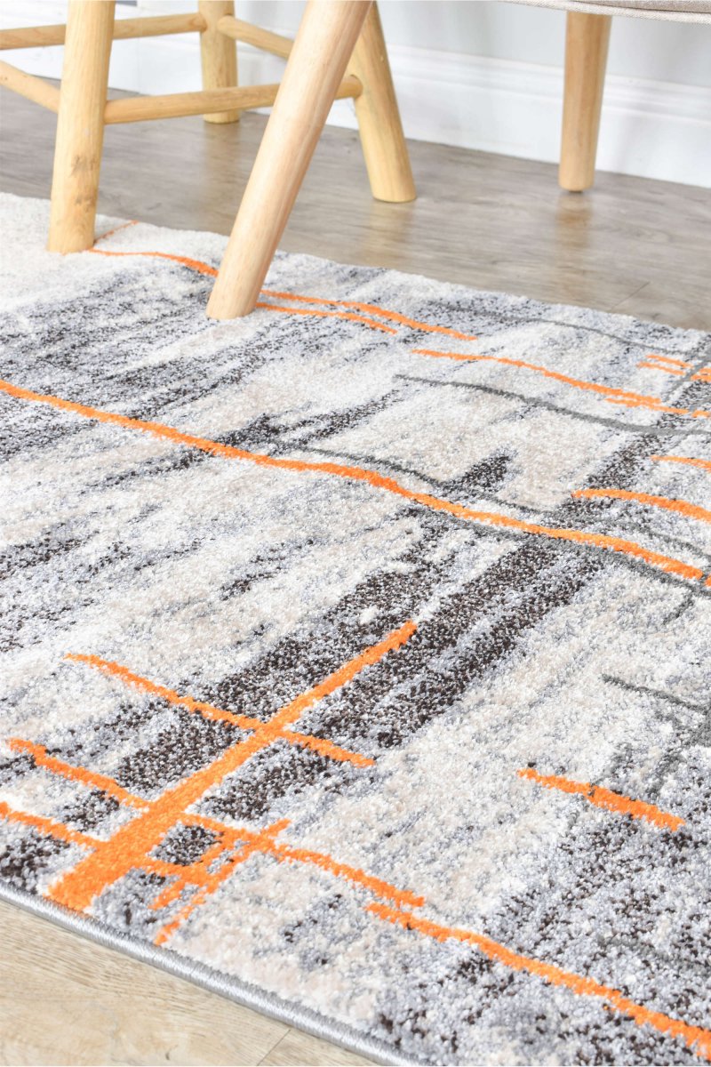 Sol Grey Orange Minimalist Rug