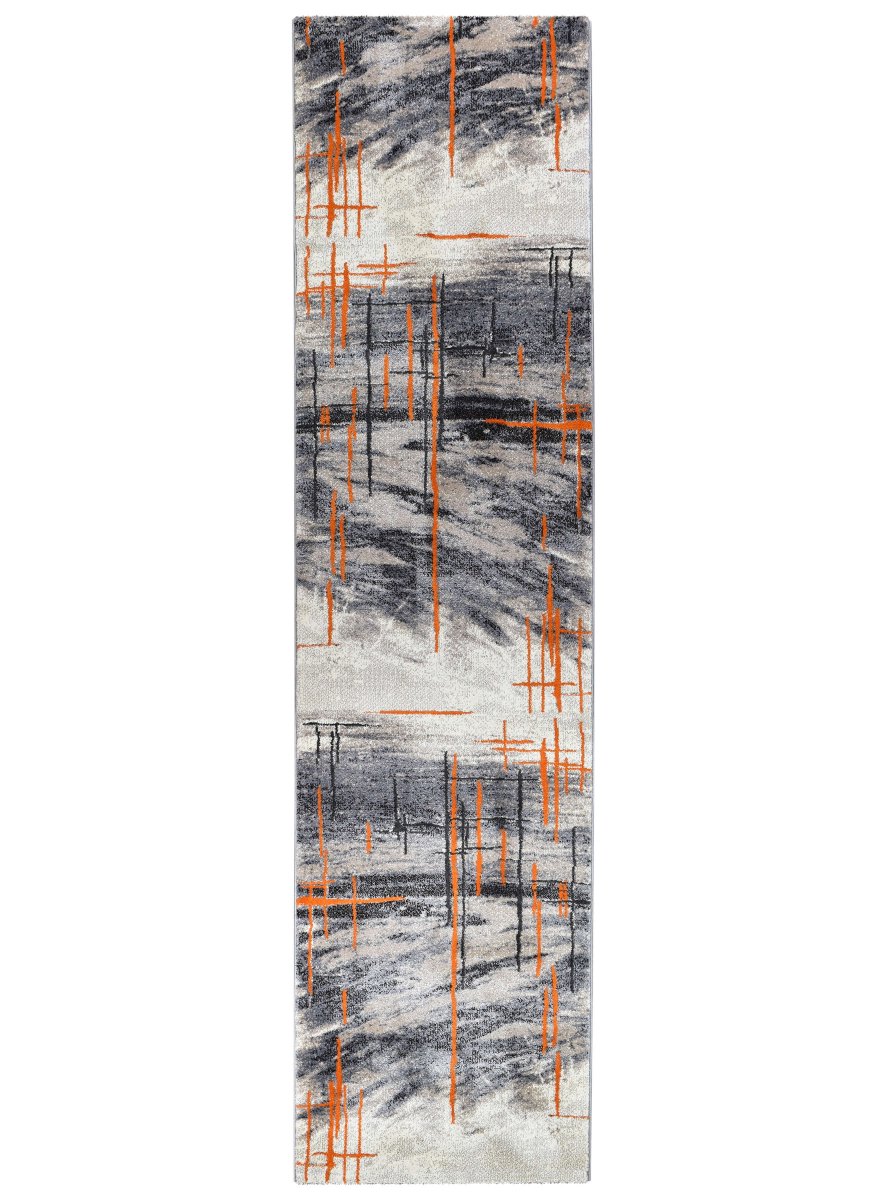 Sol Grey Orange Minimalist Rug