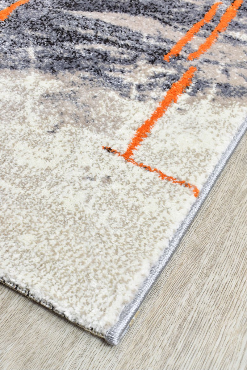 Sol Grey Orange Minimalist Rug