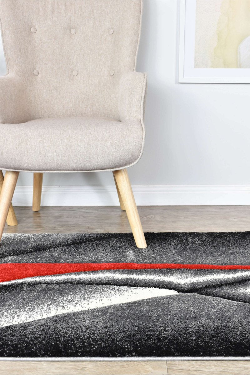 Sol Grey Red Diagonal Rug