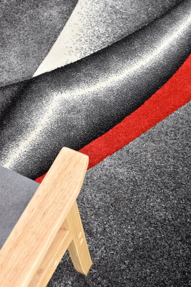 Sol Grey Red Diagonal Rug