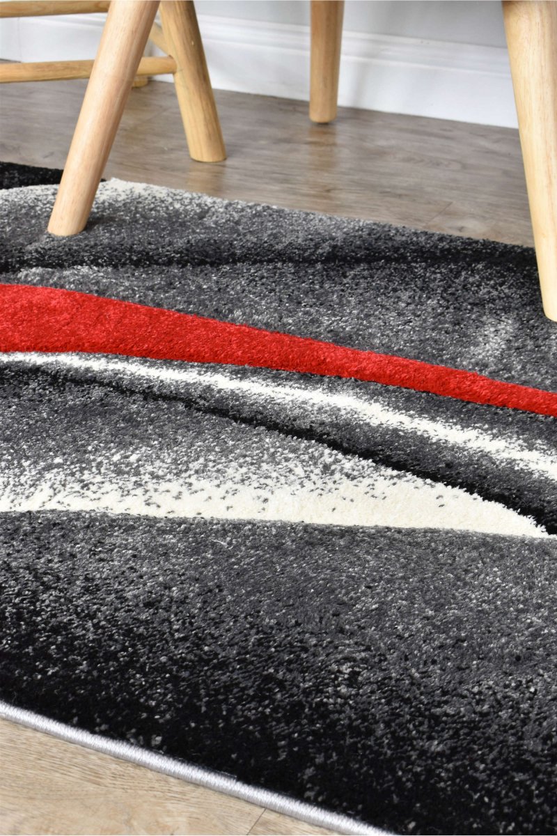 Sol Grey Red Diagonal Rug