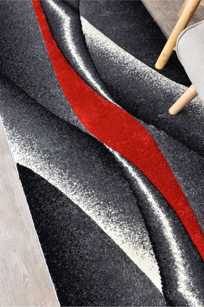 Sol Grey Red Diagonal Rug