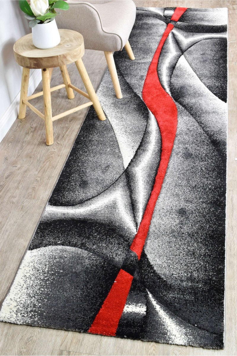 Sol Grey Red Diagonal Rug