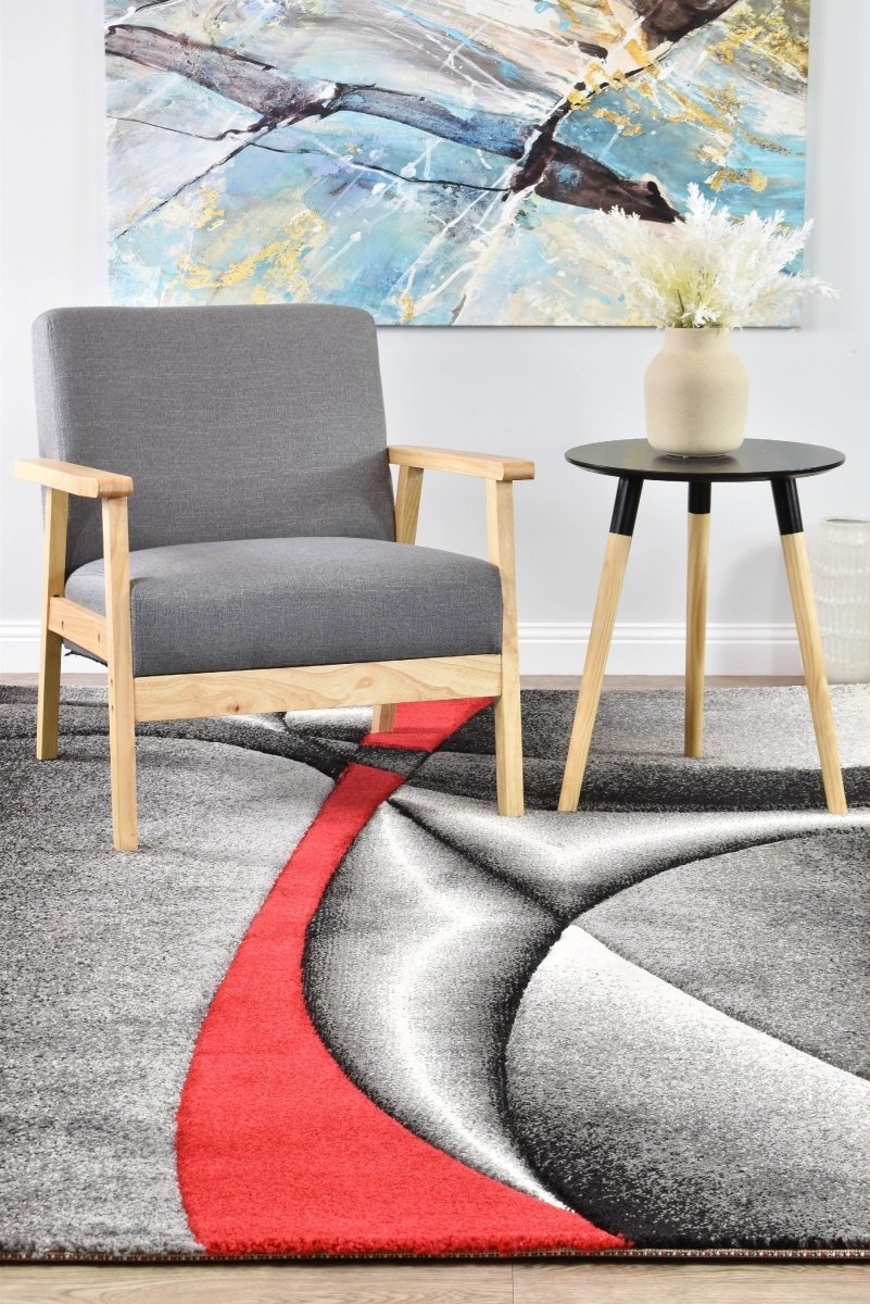 Sol Grey Red Diagonal Rug