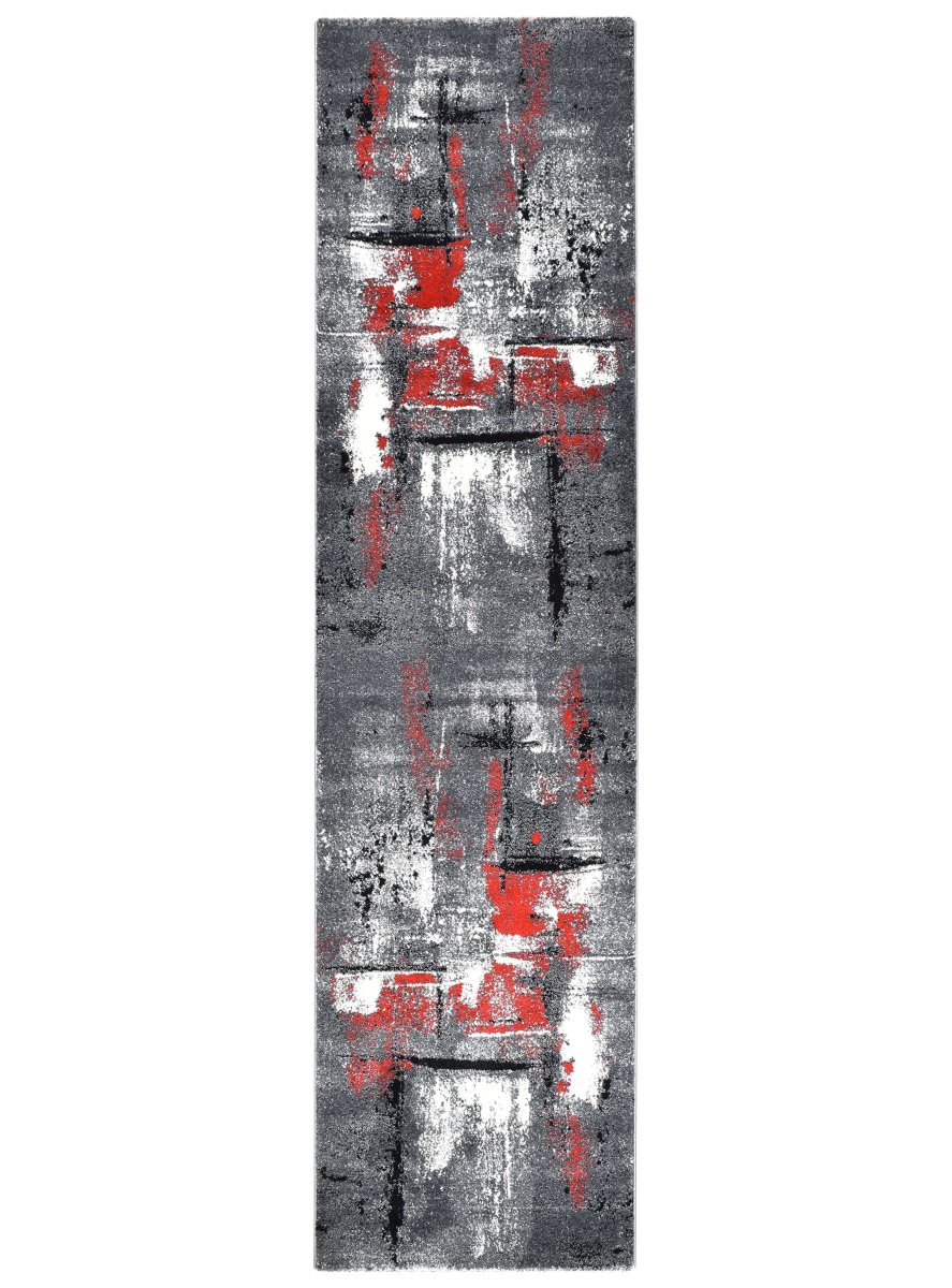 Sol Grey Red Hallway Runner