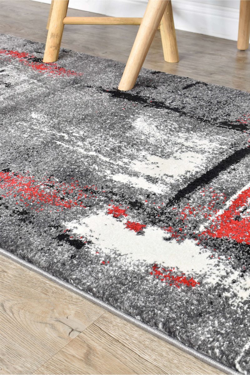 Sol Grey Red Modern Rug