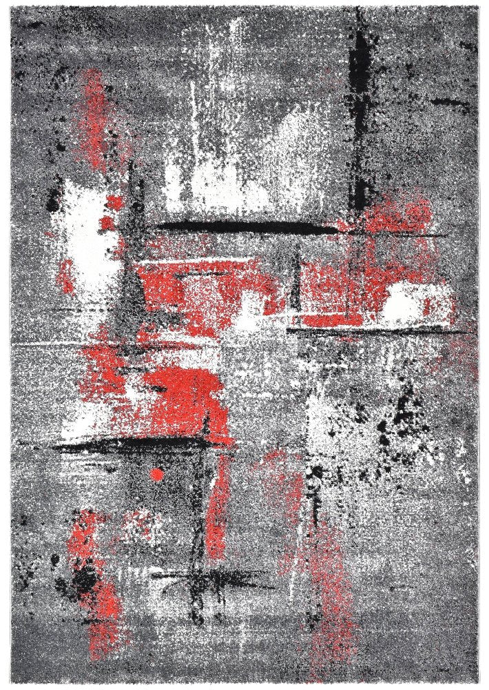 Sol Grey Red Modern Rug