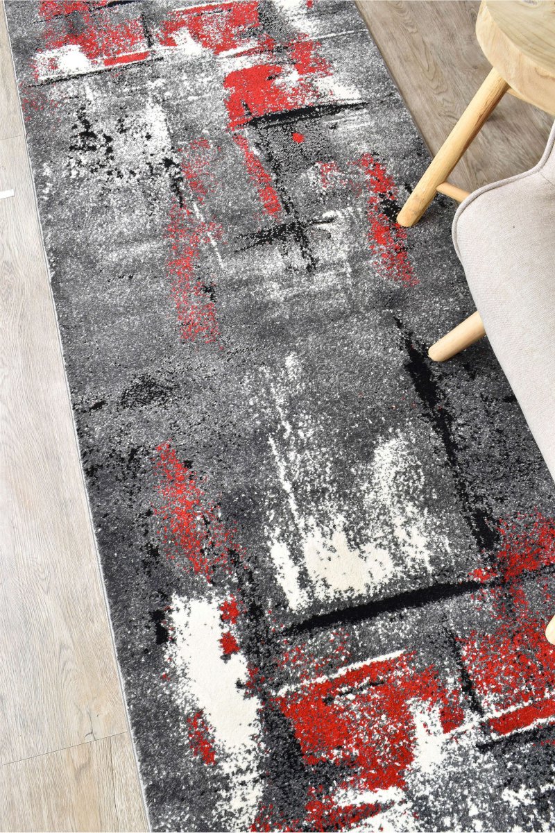 Sol Grey Red Modern Rug