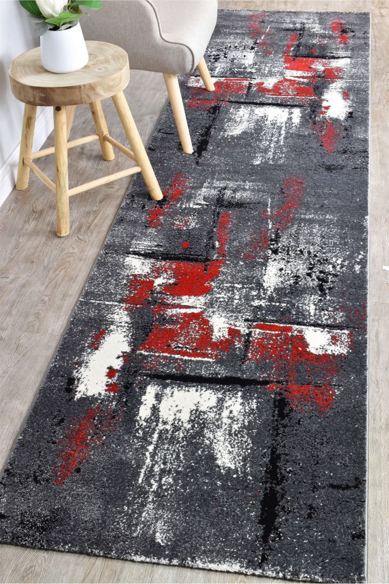 Sol Grey Red Modern Rug