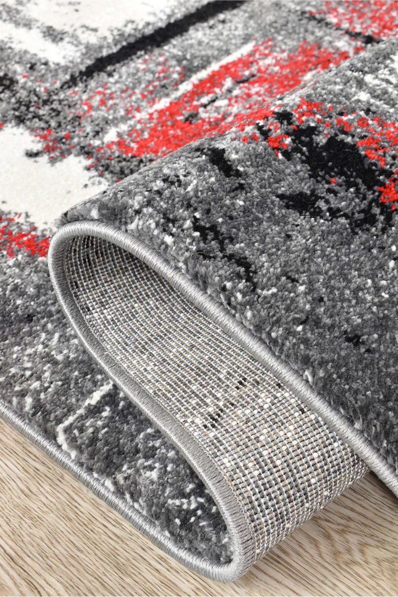 Sol Grey Red Modern Rug