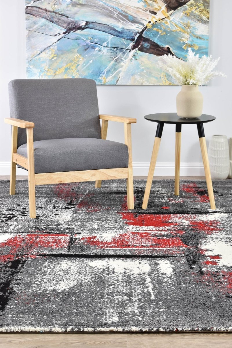 Sol Grey Red Modern Rug