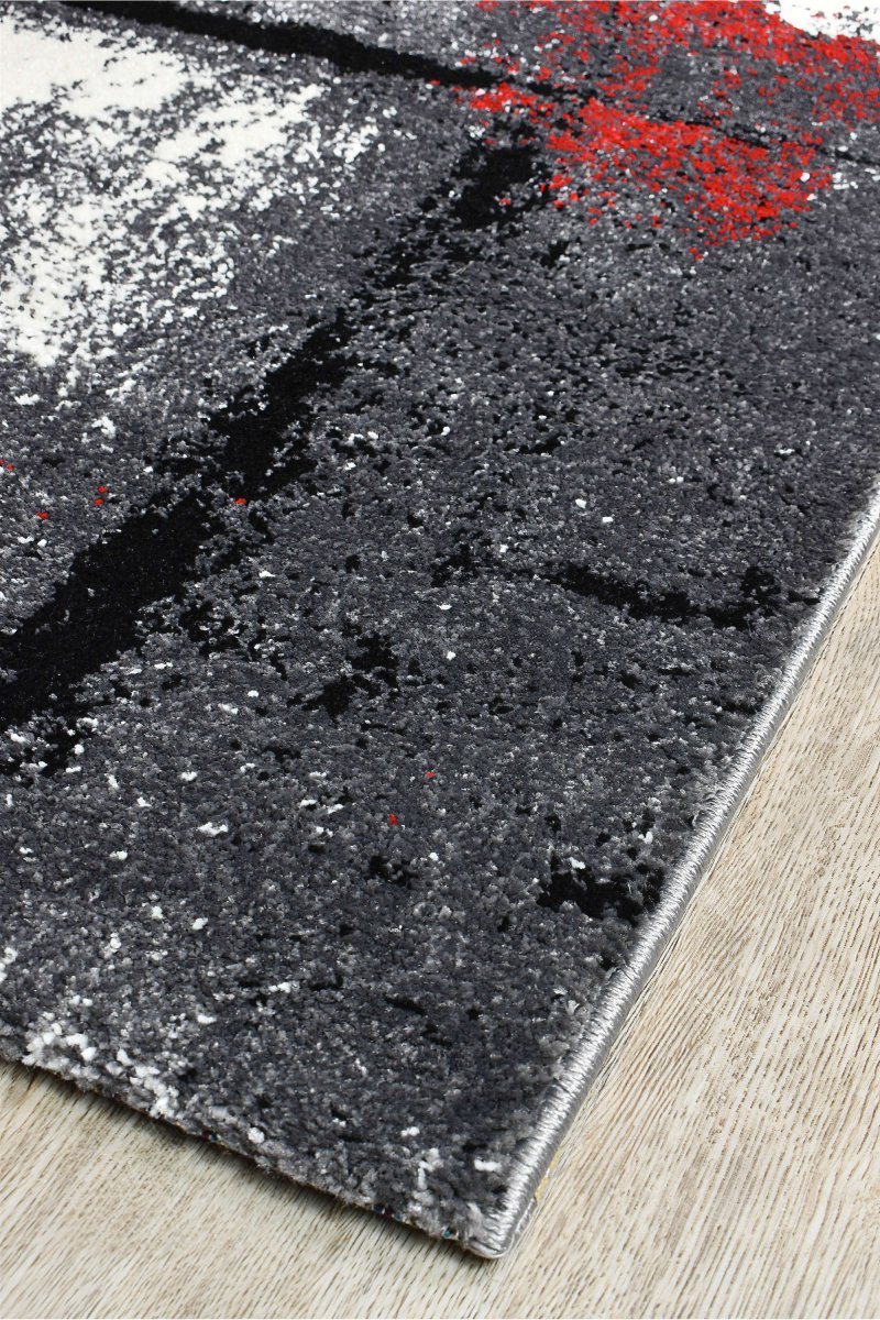 Sol Grey Red Modern Rug