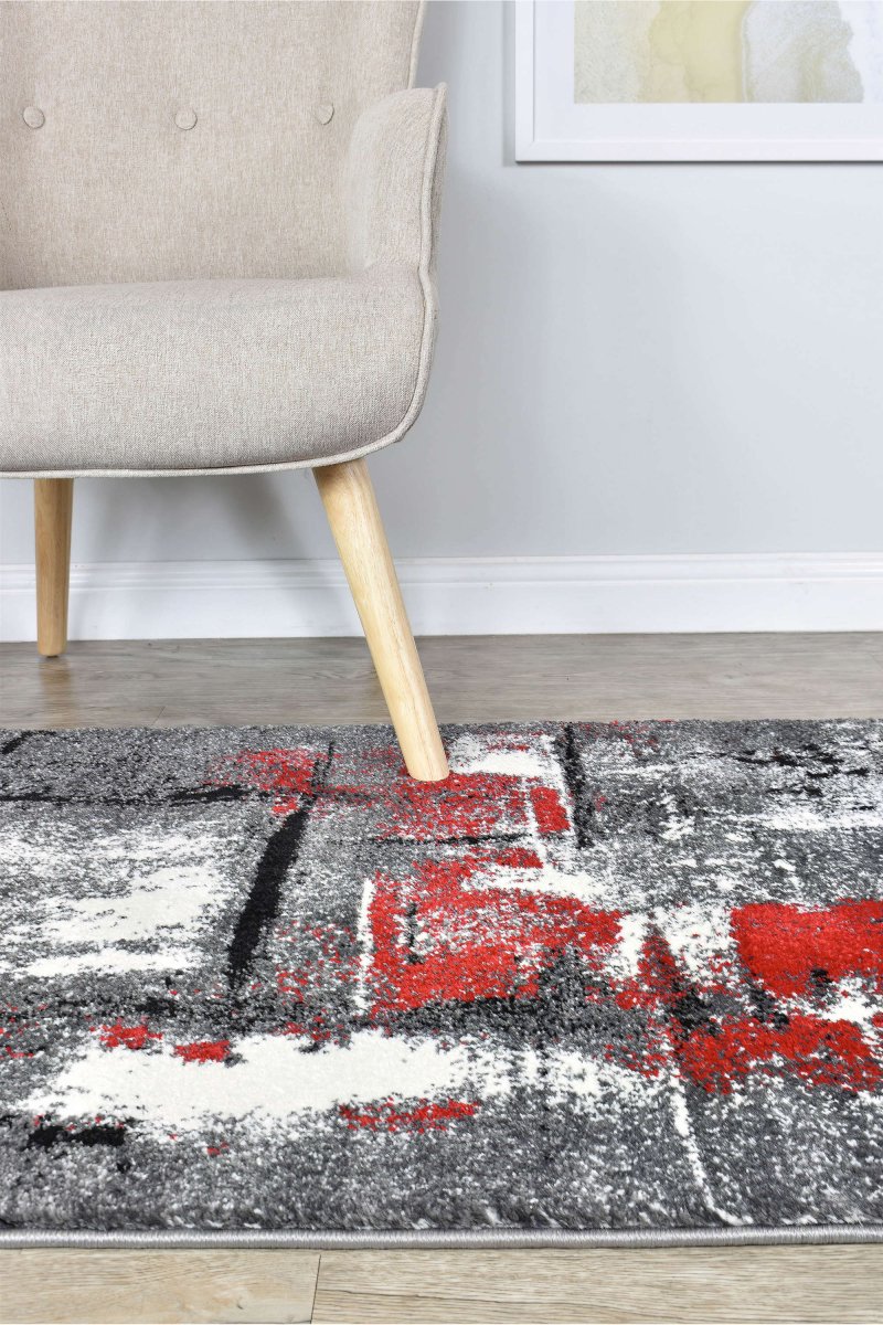 Sol Grey Red Modern Rug