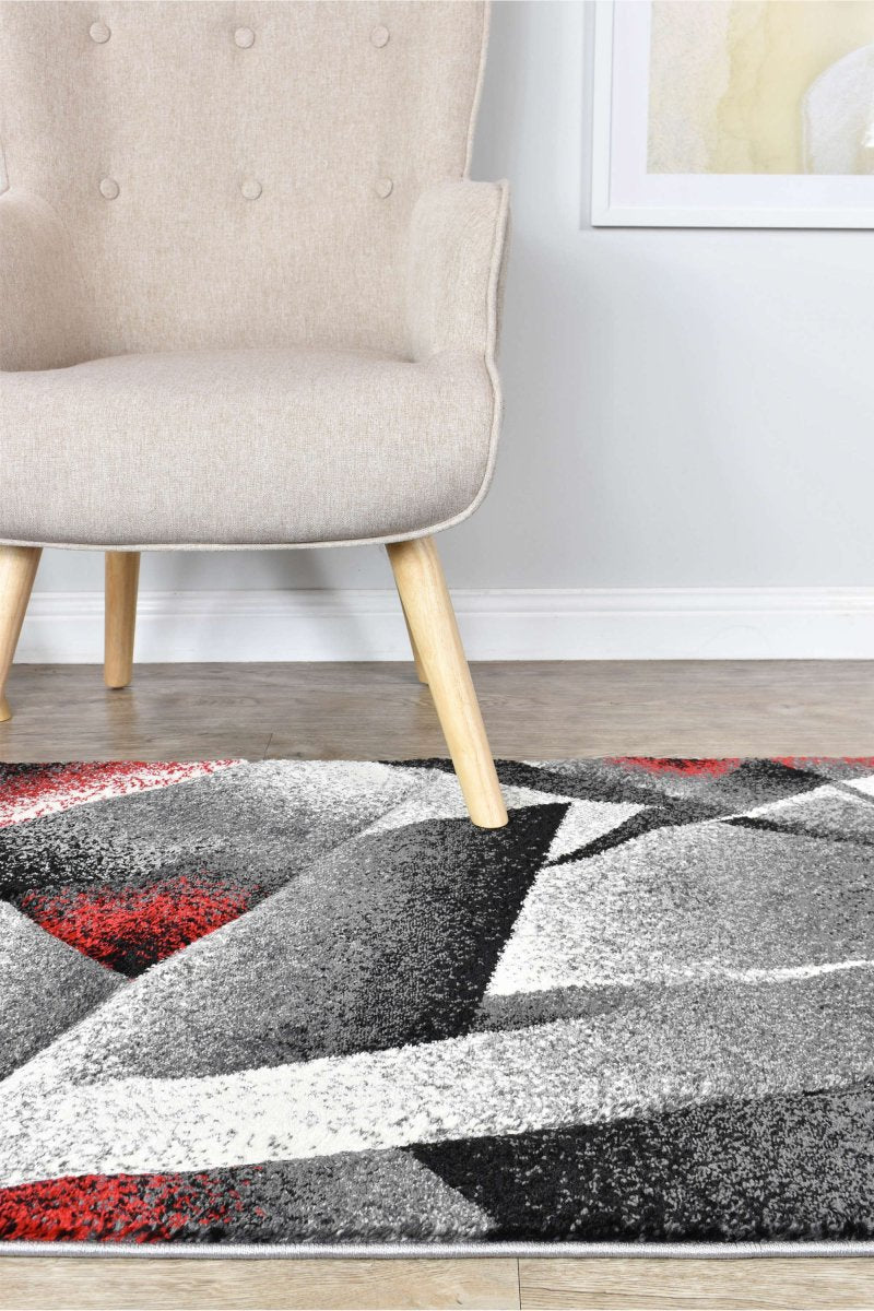 Sol Grey Red Trigonal Rug