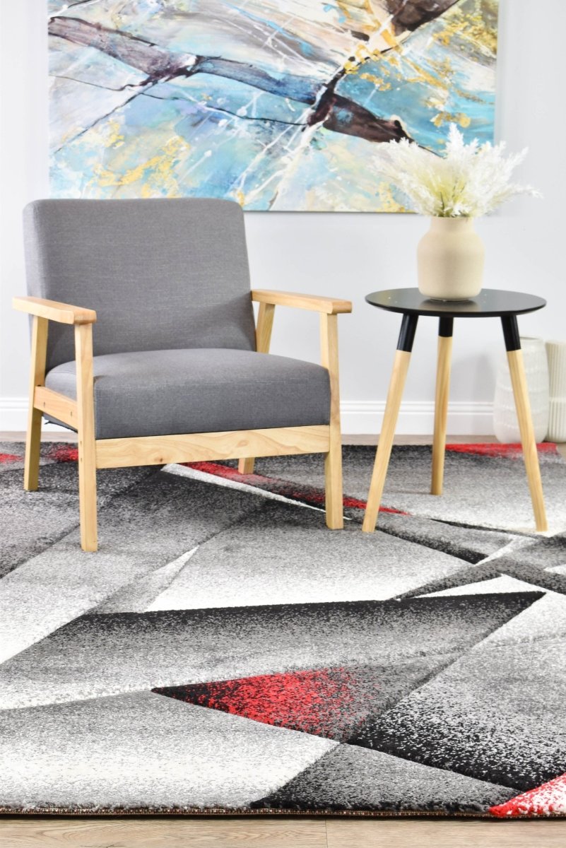 Sol Grey Red Trigonal Rug