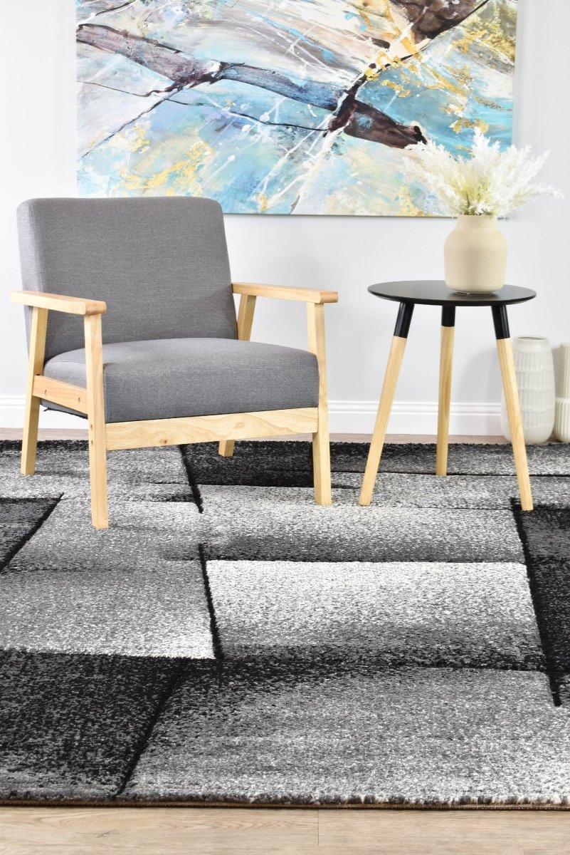 Sol Grey Squares Rug