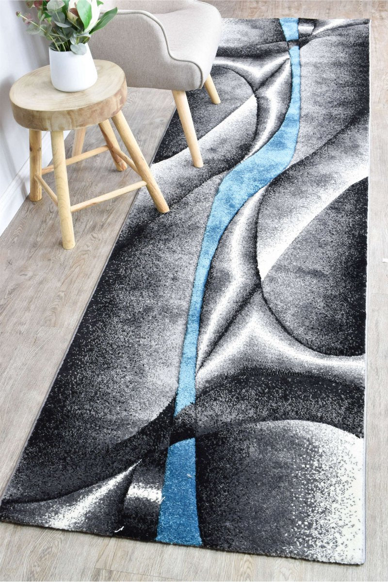 Sol Grey Turquoise Diagonal Rug