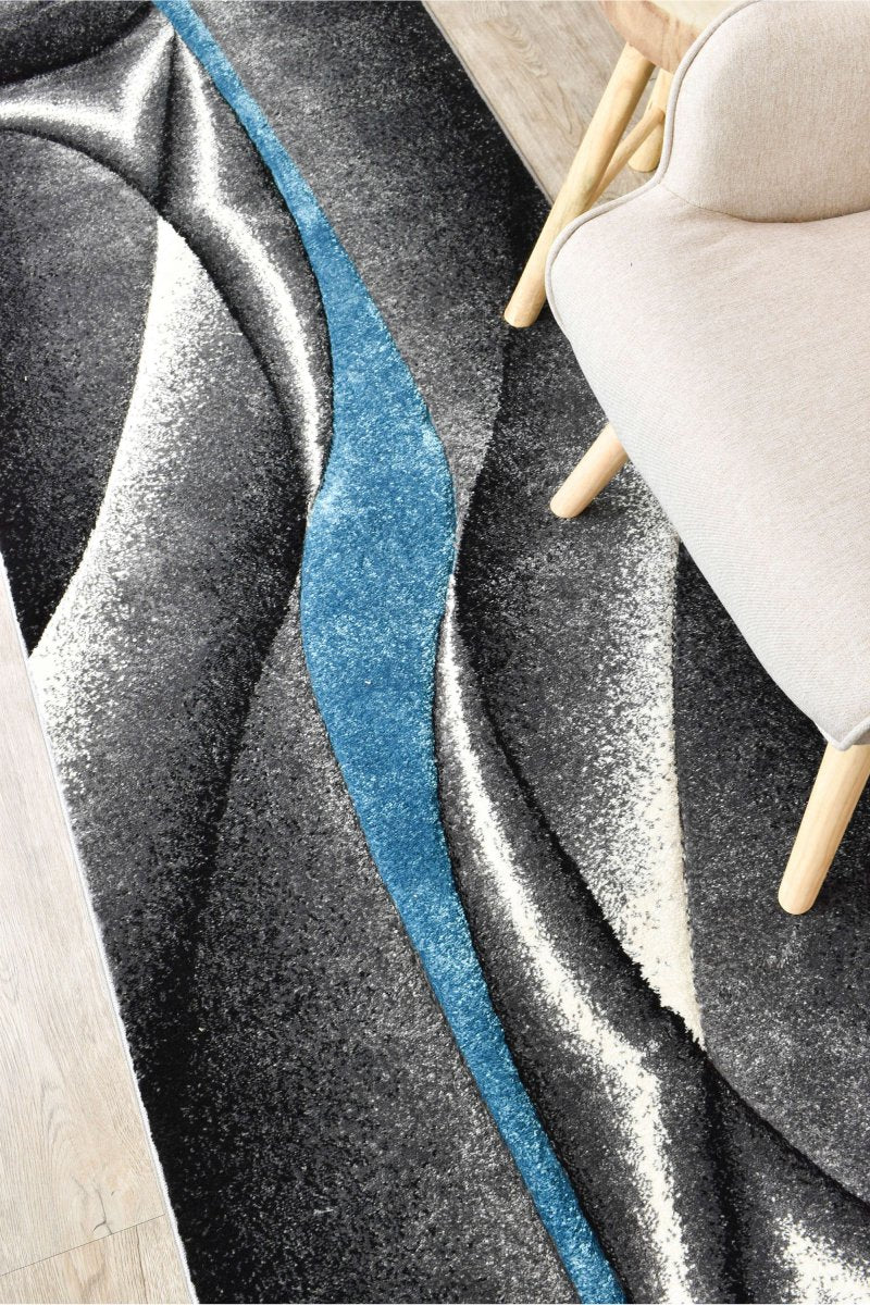 Sol Grey Turquoise Diagonal Rug