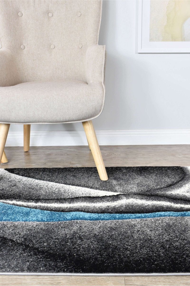 Sol Grey Turquoise Diagonal Rug