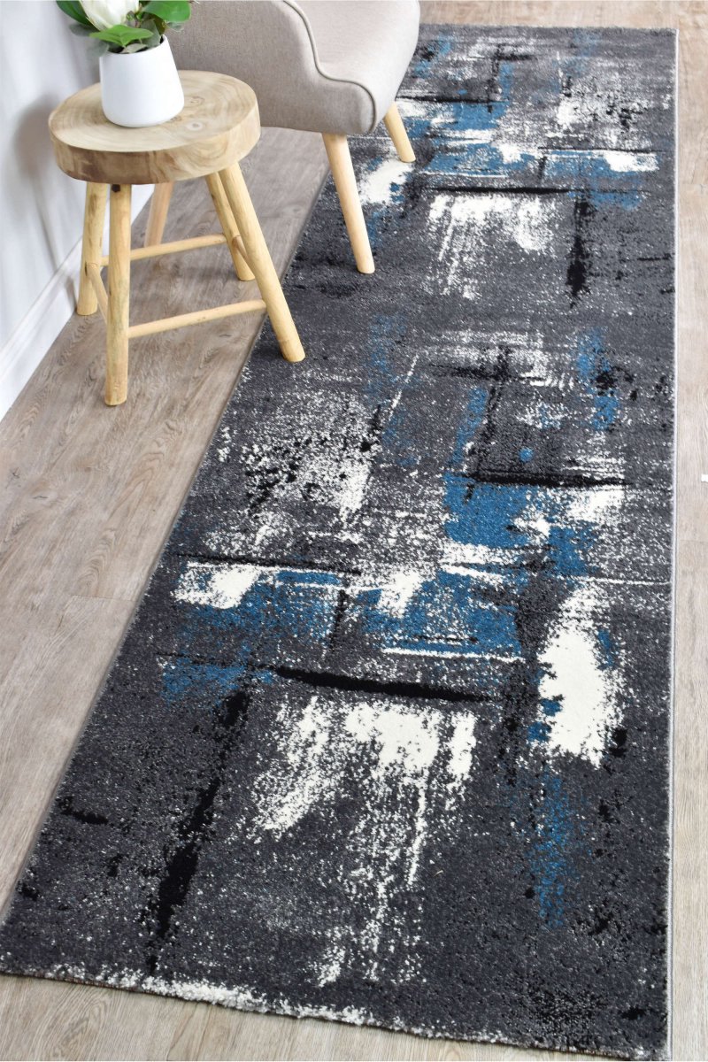 Sol Grey Turquoise Hallway Runner