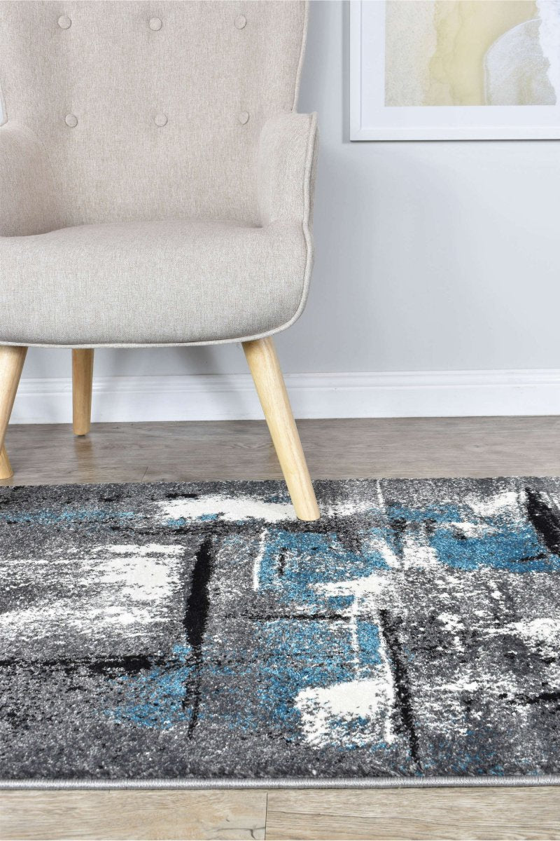 Sol Grey Turquoise Hallway Runner