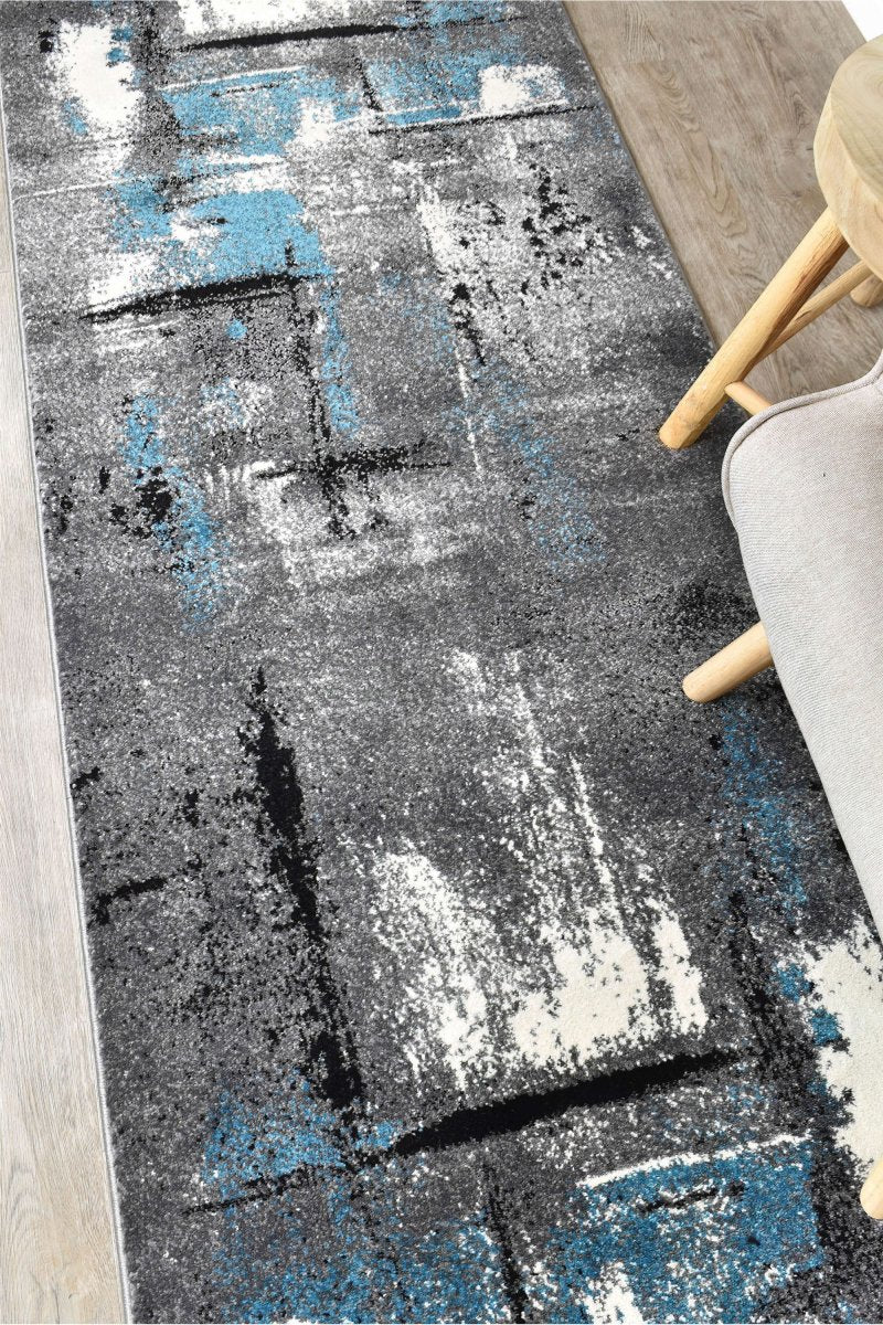 Sol Grey Turquoise Hallway Runner