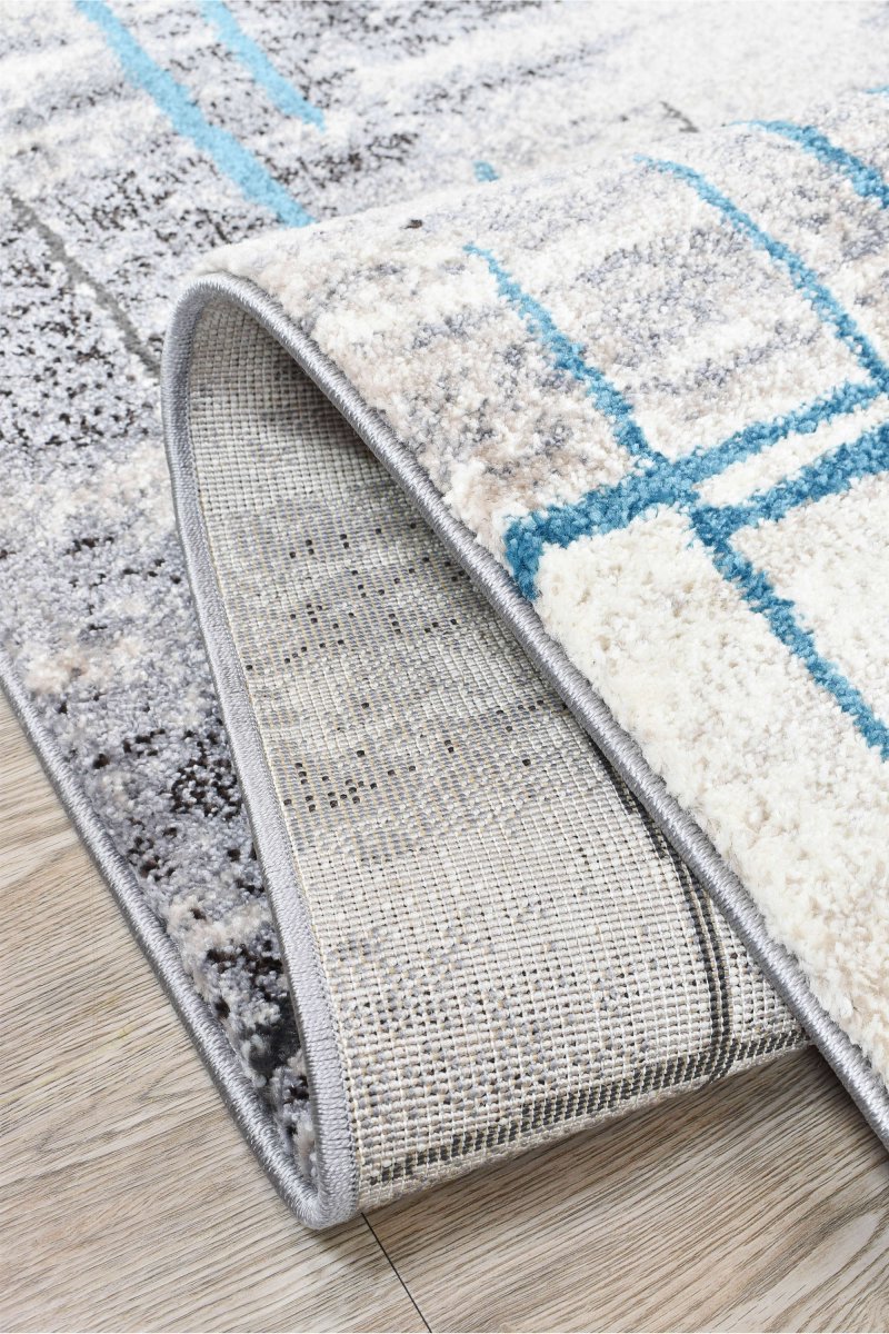 Sol Grey Turquoise Minimalist Rug